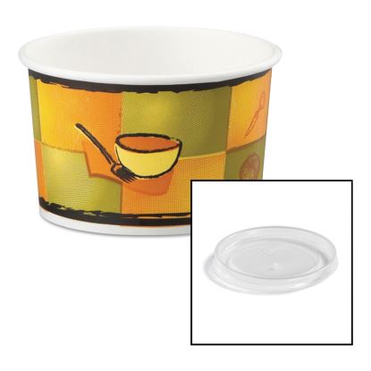 Streetside Paper Food Container with Plastic Lid, Streetside Design, 8-10 oz, 250/Carton1