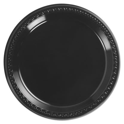Heavyweight Plastic Plates, 9" dia, Black, 125/Pack, 4 Packs/Carton1