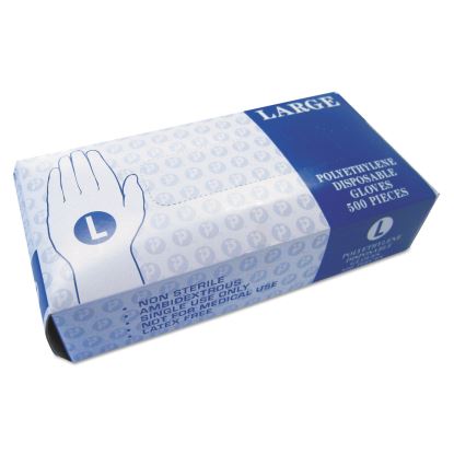 Embossed Polyethylene Disposable Gloves, Large, Powder-Free, Clear, 500/Box, 4 Boxes/Carton1
