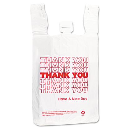 HDPE T-Shirt Bags, 14 microns, 12" x 23", White, 500/Carton1