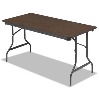OfficeWorks Classic Wood-Laminate Folding Table, Curved Legs, 60 x 30 x 29, Walnut1