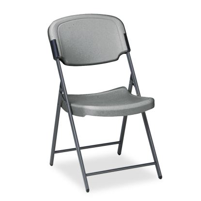 Rough n Ready Commercial Folding Chair, Supports Up to 350 lb, Charcoal Seat/Back, Silver Base1