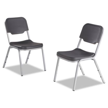 Rough n Ready Stack Chair, Supports Up to 500 lb, Black Seat/Back, Silver Base, 4/Carton1