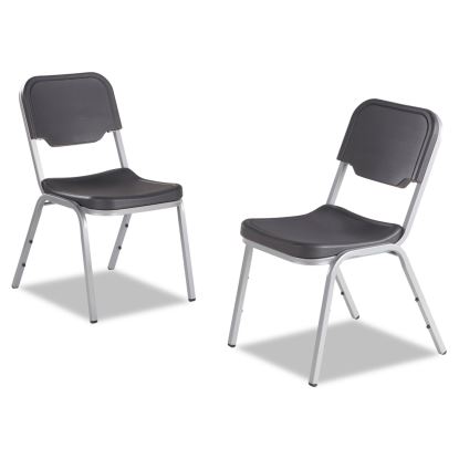 Rough n Ready Stack Chair, Supports Up to 500 lb, Charcoal Seat/Back, Silver Base, 4/Carton1