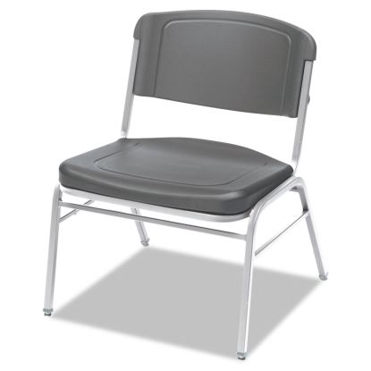 Rough n Ready Wide-Format Big and Tall Stack Chair, Supports Up to 500 lb, Charcoal Seat/Back, Silver Base, 4/Carton1