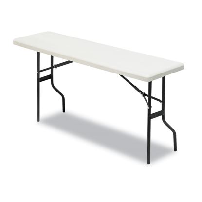 IndestrucTable Classic Folding Table, Rectangular Top, 250 lb Capacity, 60 x 18 x 29, Platinum1