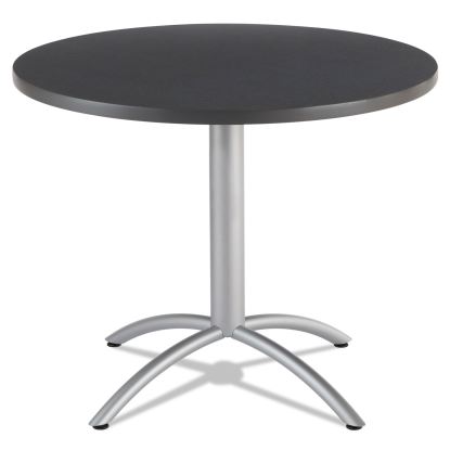 CafeWorks Table, Cafe-Height, Round Top, 36" dia x 30"h, Graphite Granite/Silver1