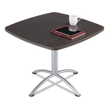 iLand Table, Cafe-Height, Square Top, Contoured Edges, 36 x 36 x 29, Gray Walnut/Silver1