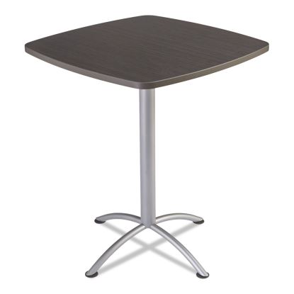 iLand Table, Bistro-Height, Square Top, Contoured Edges, 36 x 36 x 42, Gray Walnut/Silver1