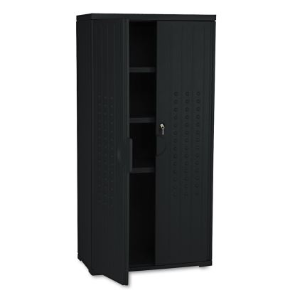 Rough n Ready Storage Cabinet, Three-Shelf, 33 x 18 x 66, Black1