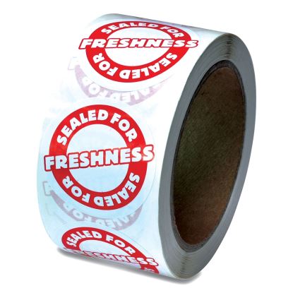 Tamper Seal Label, 2" dia, Red/White, 500/Roll, 4 Rolls/Carton1