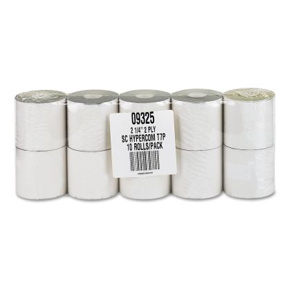 Impact Printing Carbonless Paper Rolls, 2.25" x 70 ft, White/Canary, 10/Pack1