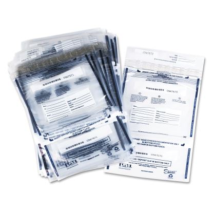 Clear Dual Deposit Bags, Tamper Evident, Plastic, 11 x 15, Clear, 100/Pack1