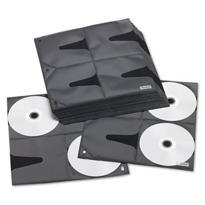 Two-Sided CD Refill Pages for Three-Ring Binder, 8 Disc Capacity, Clear/Black, 25/Pack1