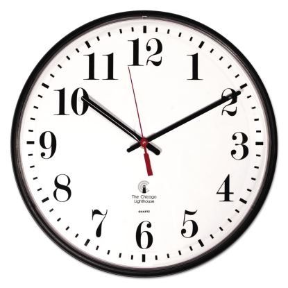 Quartz Slimline Clock, 12.75" Overall Diameter, Black Case, 1 AA (sold separately)1