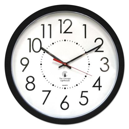 Electric Contemporary Clock, 14.5" Overall Diameter, Black Case, AC Powered1