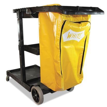 Janitorial Cart, Three-Shelves, 20.5w x 48d x 38h, Yellow1