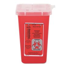 Sharps Waste Receptacle, Square, Plastic, 32oz, Red1