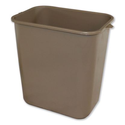Soft-Sided Wastebasket, Rectangular, Polyethylene, 28 qt, Beige1