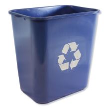 Soft-Sided Recycle Logo Plastic Wastebasket, Rectangular, 28 qt, Polyethylene, Blue1