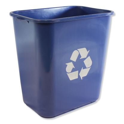 Soft-Sided Recycle Logo Plastic Wastebasket, Rectangular, 28 qt, Polyethylene, Blue1