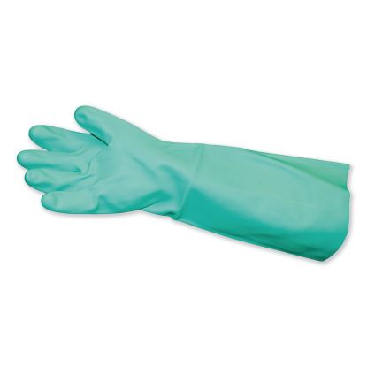 Long-Sleeve Unlined Nitrile Gloves, Powder-Free, Green, Medium, 12 Pair/Carton1