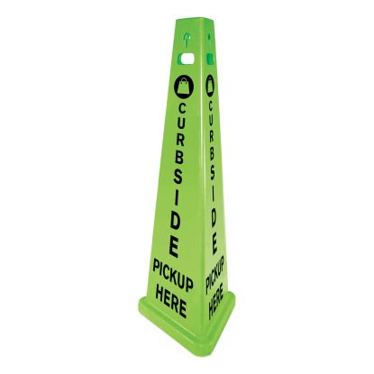 TriVu 3-Sided Curbside Pickup Here Sign, Fluorescent Green, 14.75 x 12.7 x 40, Plastic1