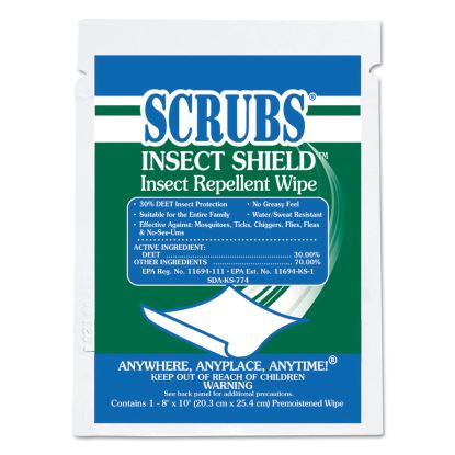 Insect Shield Insect Repellent Wipes, 8 x 10, White, 100/Carton1