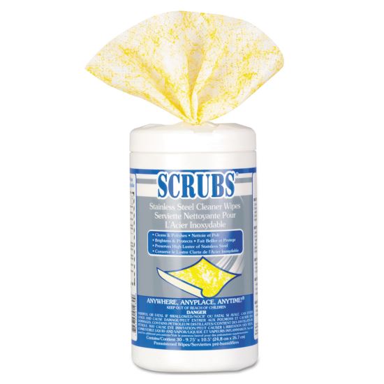 Stainless Steel Cleaner Towels, 9.75 x 10.5, Lemon Scent, 30/Canister, 6 Canisters/Carton1
