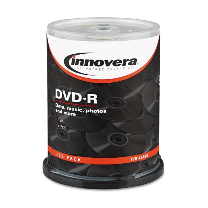 DVD-R Recordable Discs, 4.7 GB, 16x, Spindle, Silver, 100/Pack1