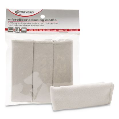 Microfiber Cleaning Cloths, 6 x 7, Unscented, Gray, 3/Pack1