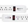 Surge Protector, 6 Outlets, 4 ft Cord, 540 Joules, White, 2/PK2