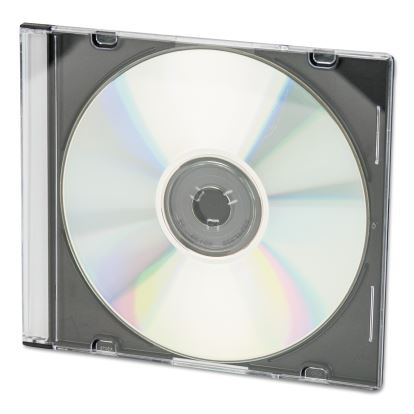 CD/DVD Slim Jewel Cases, Clear/Black, 100/Pack1