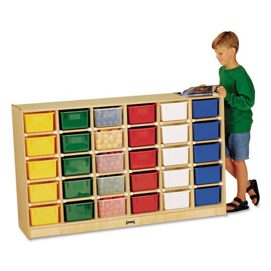 Tray Mobile Storage, 57w x 15d x 35.5h, Birch/Assorted1