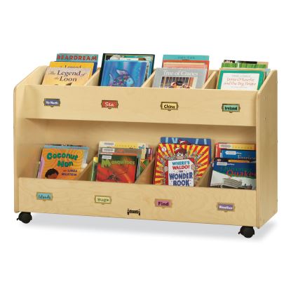 Mobile Section Book Organizers, Eight-Section, 48w x 16d x 29.5h, Birch1