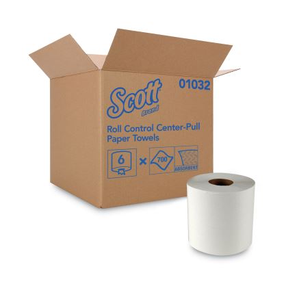Essential Roll Control Center-Pull Towels, 1-Ply, 8 x 12, White, 700/Roll, 6 Rolls/Carton1
