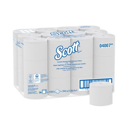 Essential Coreless SRB Bathroom Tissue, Septic Safe, 2-Ply, White, 1000 Sheets/Roll, 36 Rolls/Carton1