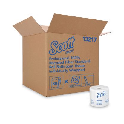 Essential 100% Recycled Fiber SRB Bathroom Tissue, Septic Safe, 2-Ply, White, 506 Sheets/Roll, 80 Rolls/Carton1