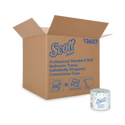 Essential Standard Roll Bathroom Tissue for Business, Convenience Carton, 2 Ply, White, 550 Sheets/Roll, 20 Rolls/Carton1