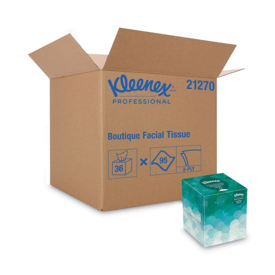 Boutique White Facial Tissue for Business, Pop-Up Box, 2-Ply, 95 Sheets/Box, 36 Boxes/Carton1