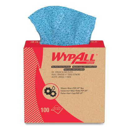 Power Clean Oil, Grease and Ink Cloths, POP-UP Box, 8.8 x 16.8, Blue, 100/Box, 5/Carton1