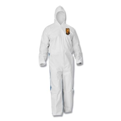 A35 Liquid and Particle Protection Coveralls, Zipper Front, Hooded, Elastic Wrists and Ankles, Large, White, 25/Carton1