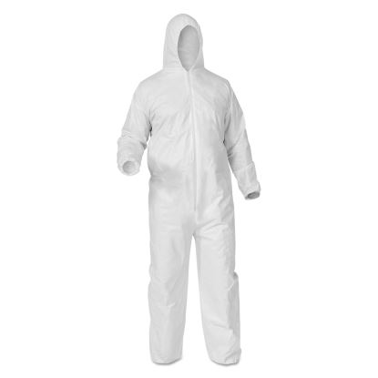 A35 Liquid and Particle Protection Coveralls, Zipper Front, Hooded, Elastic Wrists and Ankles, X-Large, White, 25/Carton1