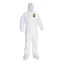 A35 Liquid and Particle Protection Coveralls, Zipper Front, Hooded, Elastic Wrists and Ankles, 2X-Large, White, 25/Carton1