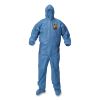 A65 Zipper Front Hood and Boot Flame-Resistant Coveralls, Elastic Wrist and Ankles, 2X-Large,Blue,  25/Carton2