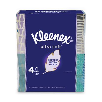 Ultra Soft Facial Tissue, 3-Ply, White, 8.75 x 4.5, 65 Sheets/Box, 4 Boxes/Pack1