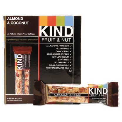 Fruit and Nut Bars, Almond and Coconut, 1.4 oz, 12/Box1