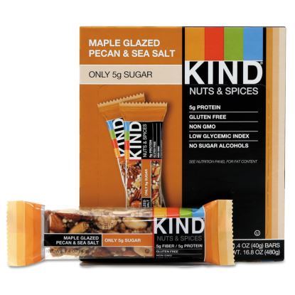 Nuts and Spices Bar, Maple Glazed Pecan and Sea Salt, 1.4 oz Bar, 12/Box1