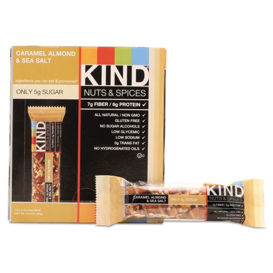 Nuts and Spices Bar, Caramel Almond and Sea Salt, 1.4 oz Bar, 12/Box1