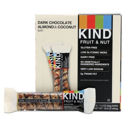 Fruit and Nut Bars, Dark Chocolate Almond and Coconut, 1.4 oz Bar, 12/Box1